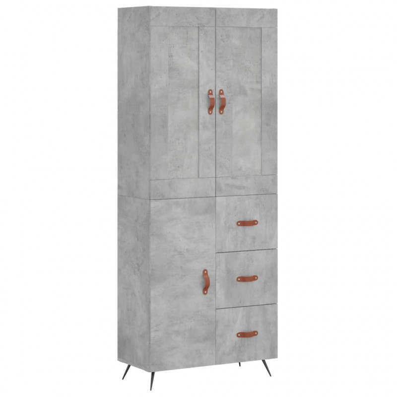 Witrynka, szarość betonu 69,5x34x180 cm materiał drewnopochodny