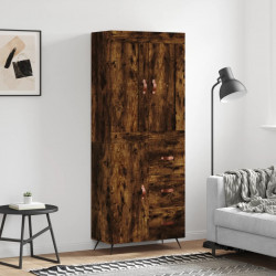 Witrynka przydymiony dąb 69,5x34x180 cm materiał drewnopochodny
