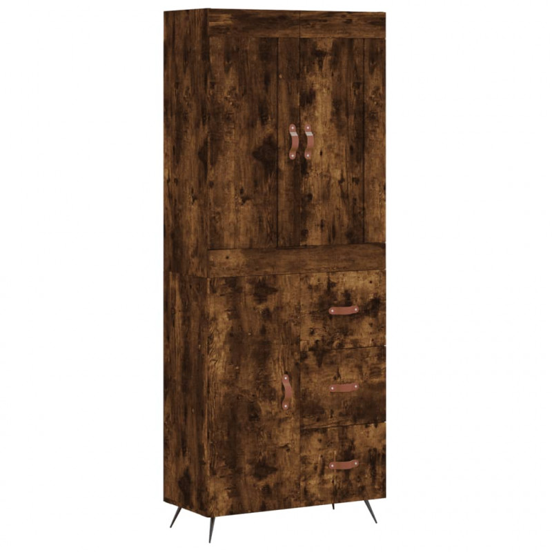 Witrynka przydymiony dąb 69,5x34x180 cm materiał drewnopochodny