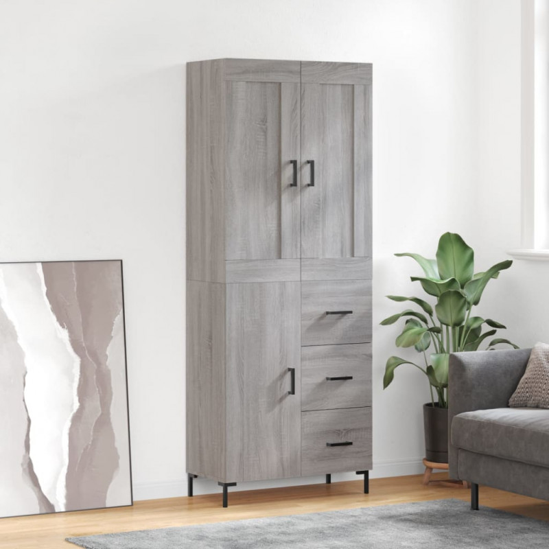 Witrynka szary dąb sonoma 69,5x34x180cm materiał drewnopochodny
