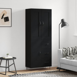 Witrynka, czarna, 69,5x34x180 cm, materiał drewnopochodny