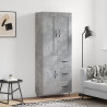 Witrynka, szarość betonu 69,5x34x180 cm materiał drewnopochodny
