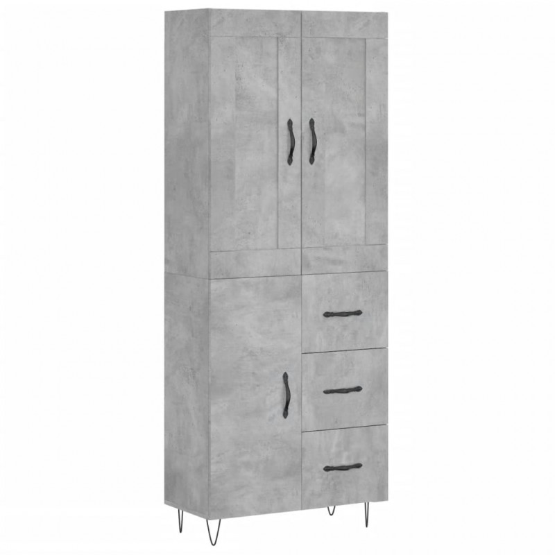 Witrynka, szarość betonu 69,5x34x180 cm materiał drewnopochodny