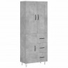 Witrynka, szarość betonu 69,5x34x180 cm materiał drewnopochodny