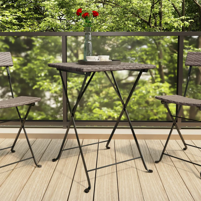 Składany stolik bistro, szary, 55x54x71 cm, polirattan