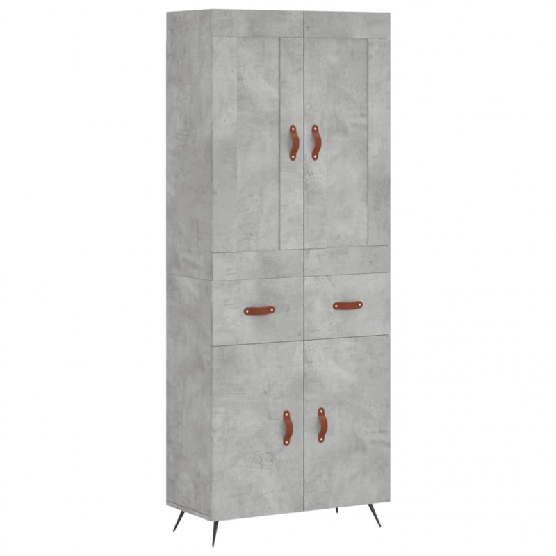 Witrynka, szarość betonu 69,5x34x180 cm materiał drewnopochodny