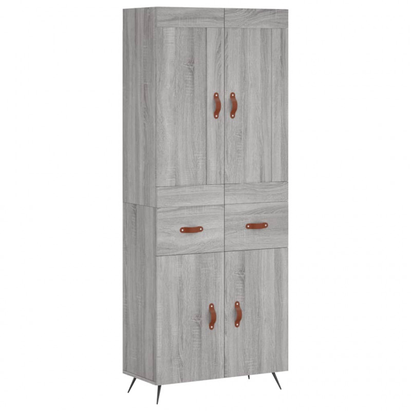 Witrynka szary dąb sonoma 69,5x34x180cm materiał drewnopochodny
