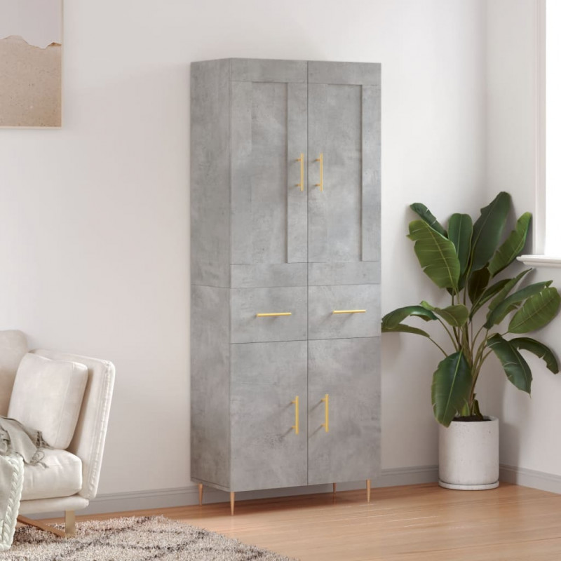 Witrynka, szarość betonu 69,5x34x180 cm materiał drewnopochodny