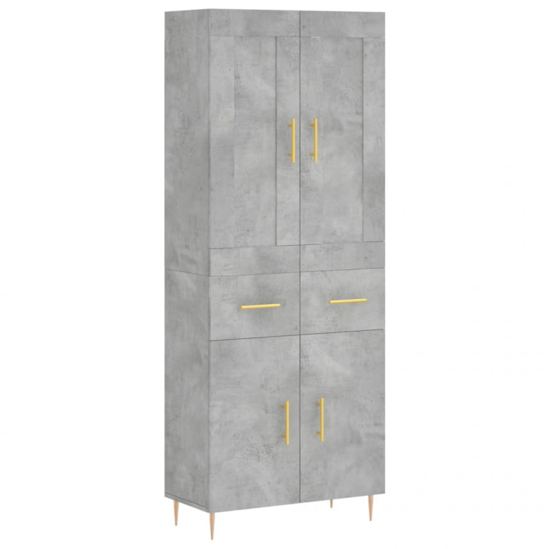 Witrynka, szarość betonu 69,5x34x180 cm materiał drewnopochodny