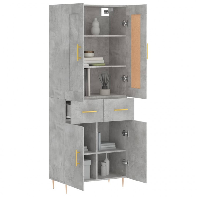 Witrynka, szarość betonu 69,5x34x180 cm materiał drewnopochodny