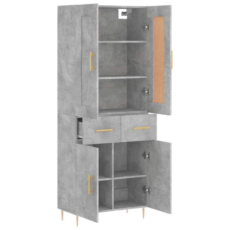 Witrynka, szarość betonu 69,5x34x180 cm materiał drewnopochodny