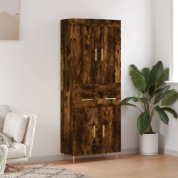 Witrynka przydymiony dąb 69,5x34x180 cm materiał drewnopochodny