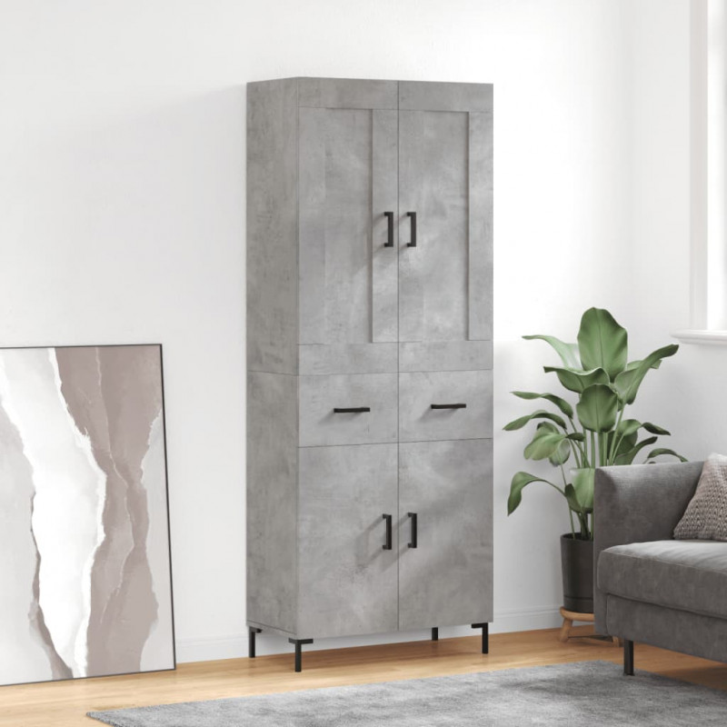 Witrynka, szarość betonu 69,5x34x180 cm materiał drewnopochodny