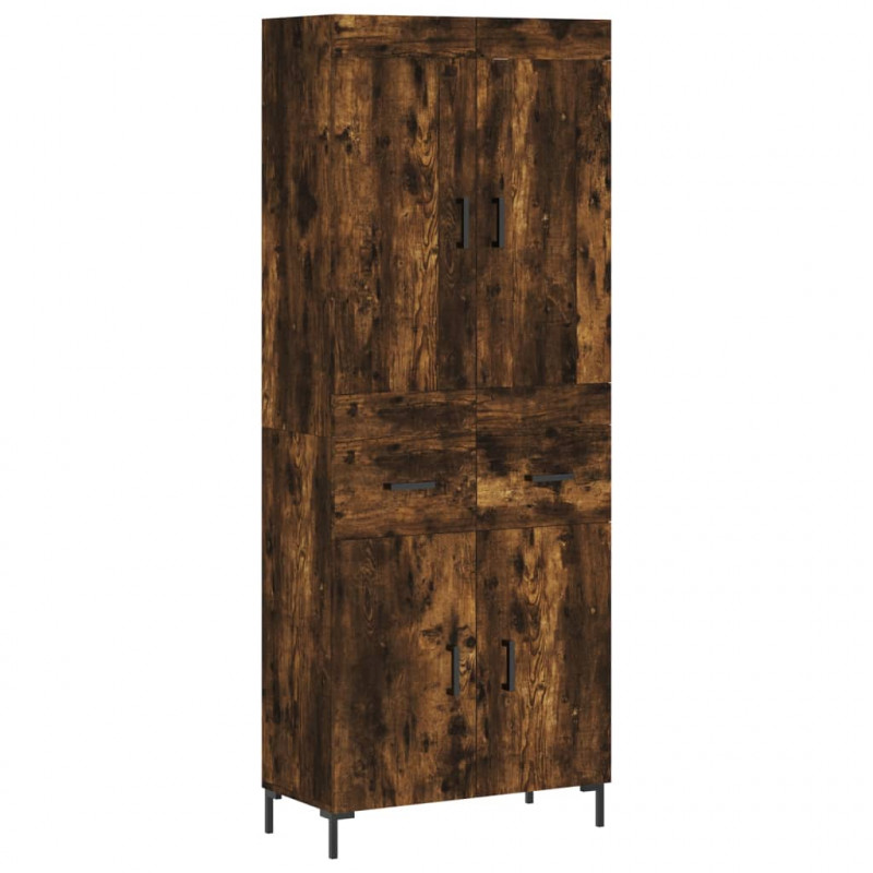 Witrynka przydymiony dąb 69,5x34x180 cm materiał drewnopochodny