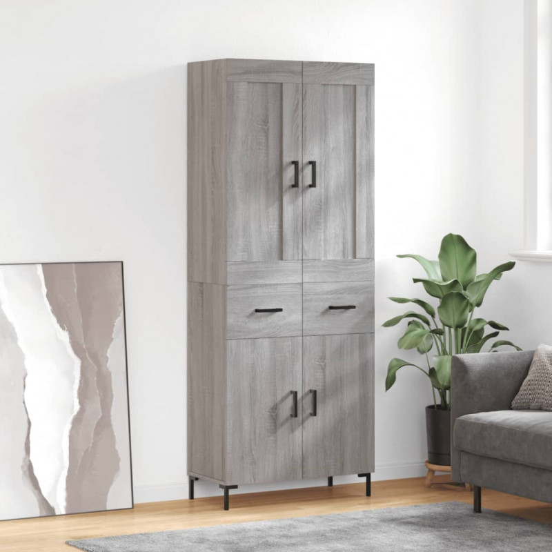 Witrynka szary dąb sonoma 69,5x34x180cm materiał drewnopochodny