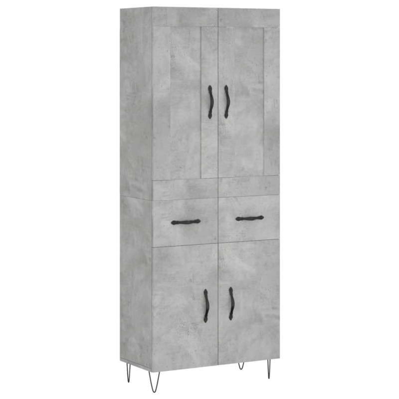 Witrynka, szarość betonu 69,5x34x180 cm materiał drewnopochodny