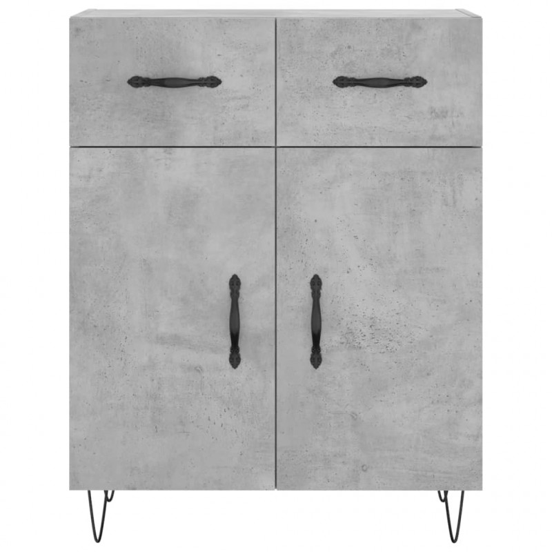 Witrynka, szarość betonu 69,5x34x180 cm materiał drewnopochodny