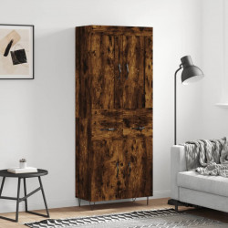 Witrynka przydymiony dąb 69,5x34x180 cm materiał drewnopochodny
