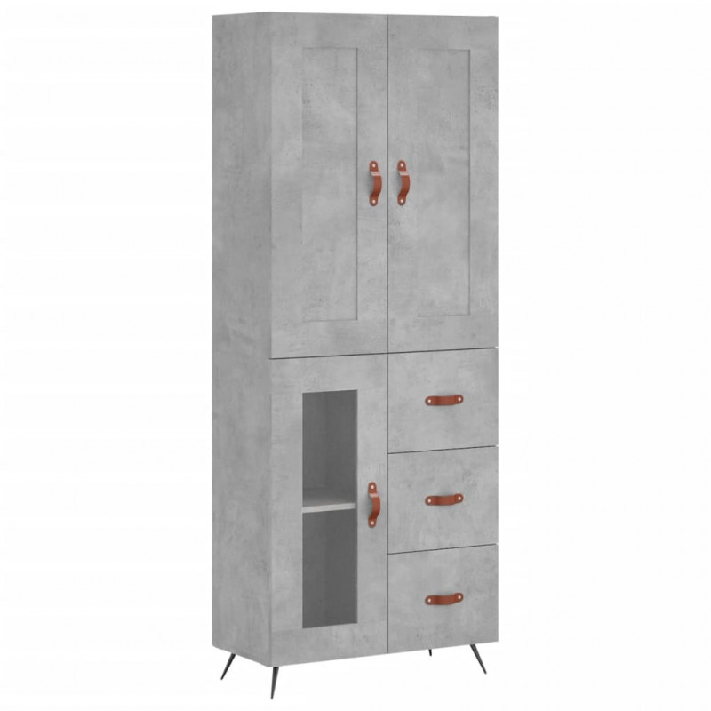 Witrynka, szarość betonu 69,5x34x180 cm materiał drewnopochodny