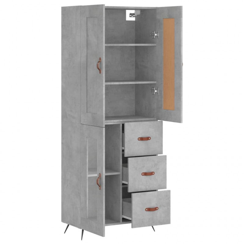 Witrynka, szarość betonu 69,5x34x180 cm materiał drewnopochodny