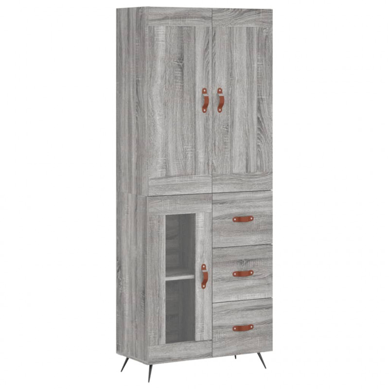 Witrynka szary dąb sonoma 69,5x34x180cm materiał drewnopochodny