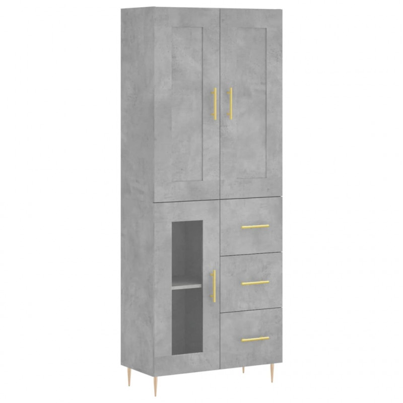 Witrynka, szarość betonu 69,5x34x180 cm materiał drewnopochodny