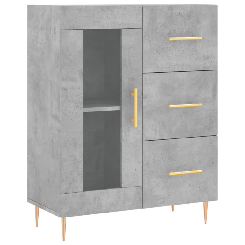 Witrynka, szarość betonu 69,5x34x180 cm materiał drewnopochodny