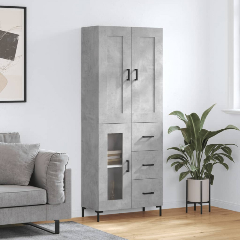 Witrynka, szarość betonu 69,5x34x180 cm materiał drewnopochodny
