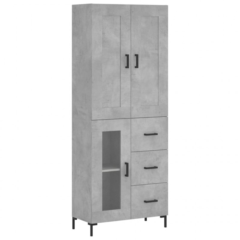 Witrynka, szarość betonu 69,5x34x180 cm materiał drewnopochodny