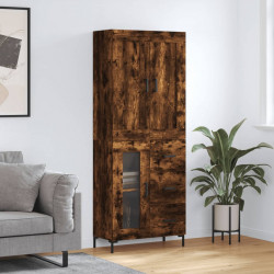 Witrynka przydymiony dąb 69,5x34x180 cm materiał drewnopochodny