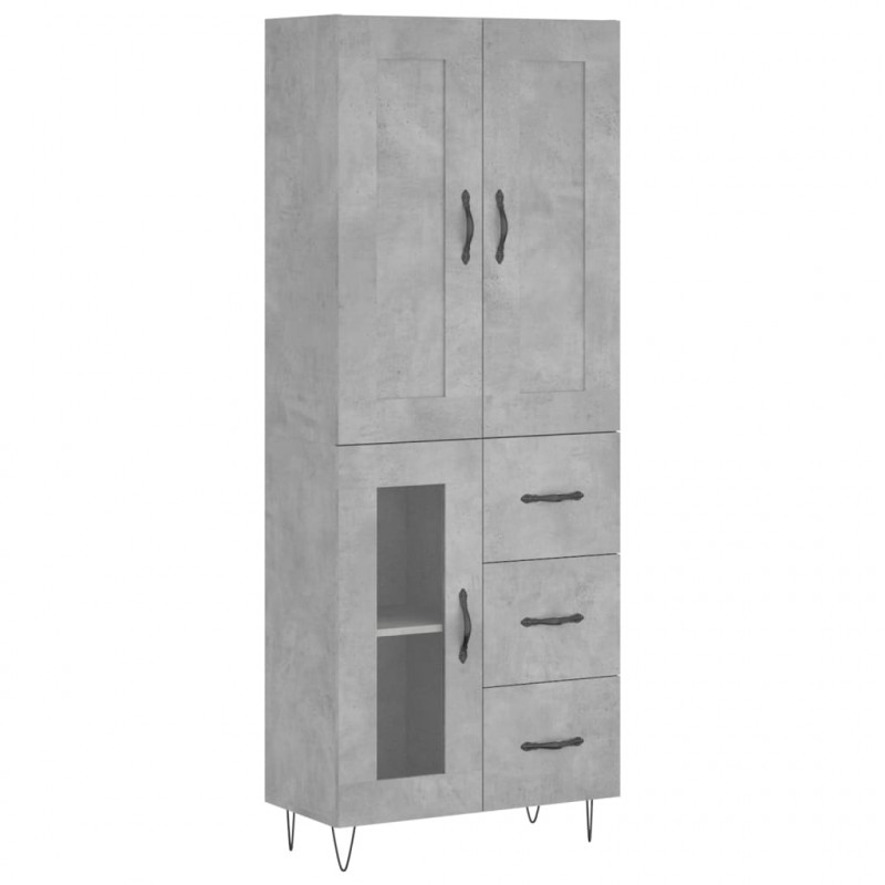 Witrynka, szarość betonu 69,5x34x180 cm materiał drewnopochodny