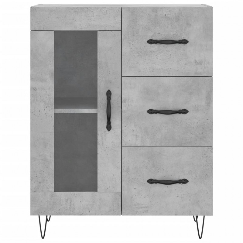 Witrynka, szarość betonu 69,5x34x180 cm materiał drewnopochodny