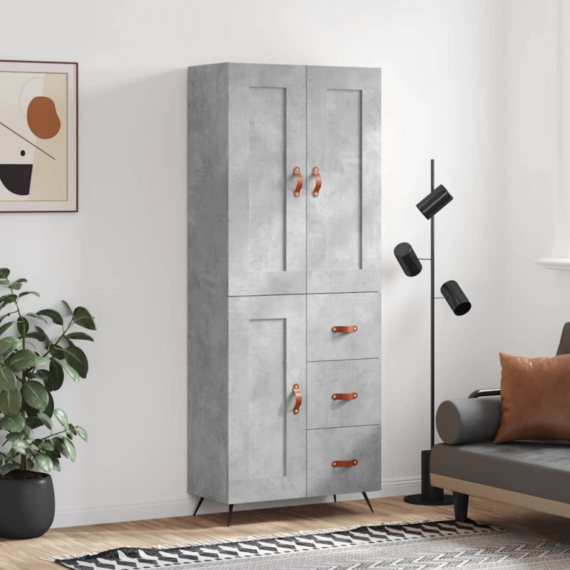 Witrynka, szarość betonu 69,5x34x180 cm materiał drewnopochodny