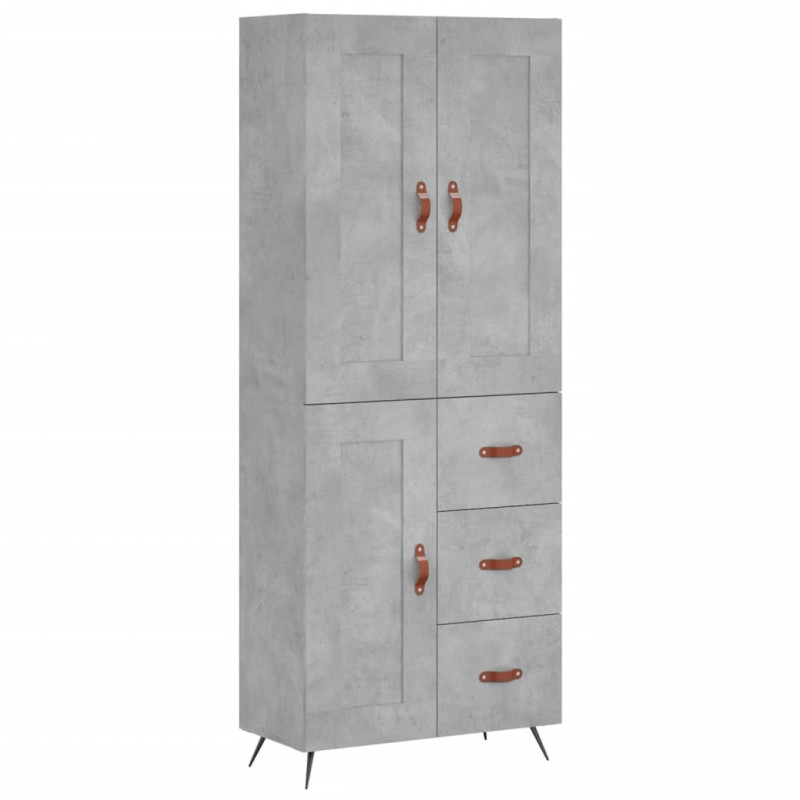Witrynka, szarość betonu 69,5x34x180 cm materiał drewnopochodny