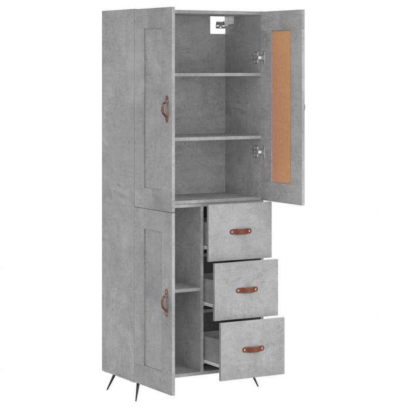 Witrynka, szarość betonu 69,5x34x180 cm materiał drewnopochodny