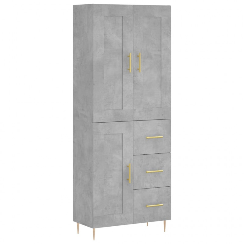 Witrynka, szarość betonu 69,5x34x180 cm materiał drewnopochodny