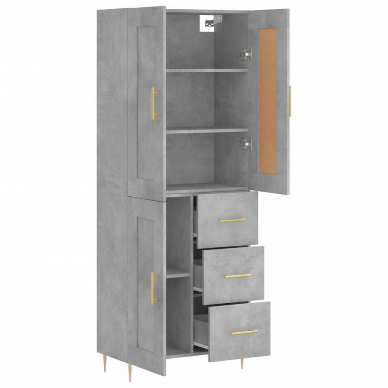 Witrynka, szarość betonu 69,5x34x180 cm materiał drewnopochodny