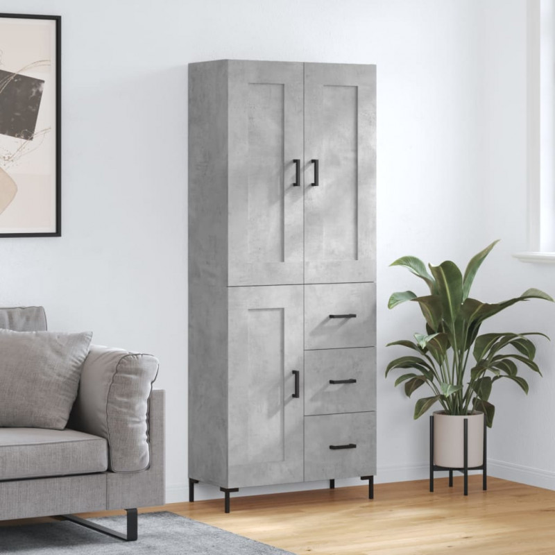 Witrynka, szarość betonu 69,5x34x180 cm materiał drewnopochodny