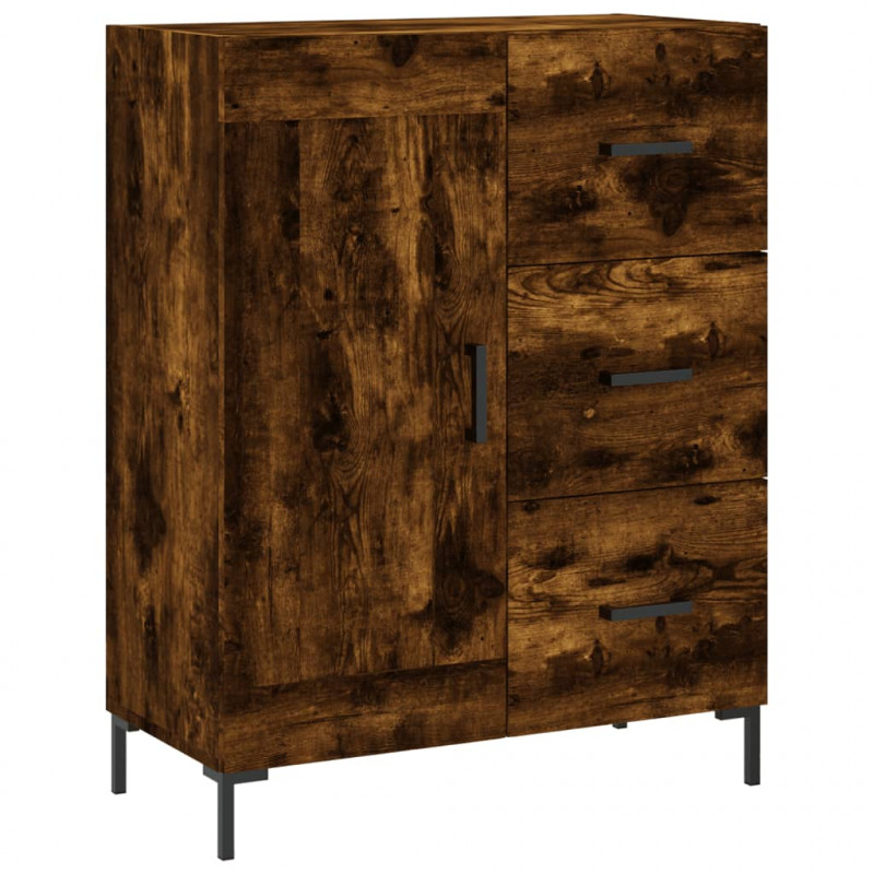 Witrynka przydymiony dąb 69,5x34x180 cm materiał drewnopochodny