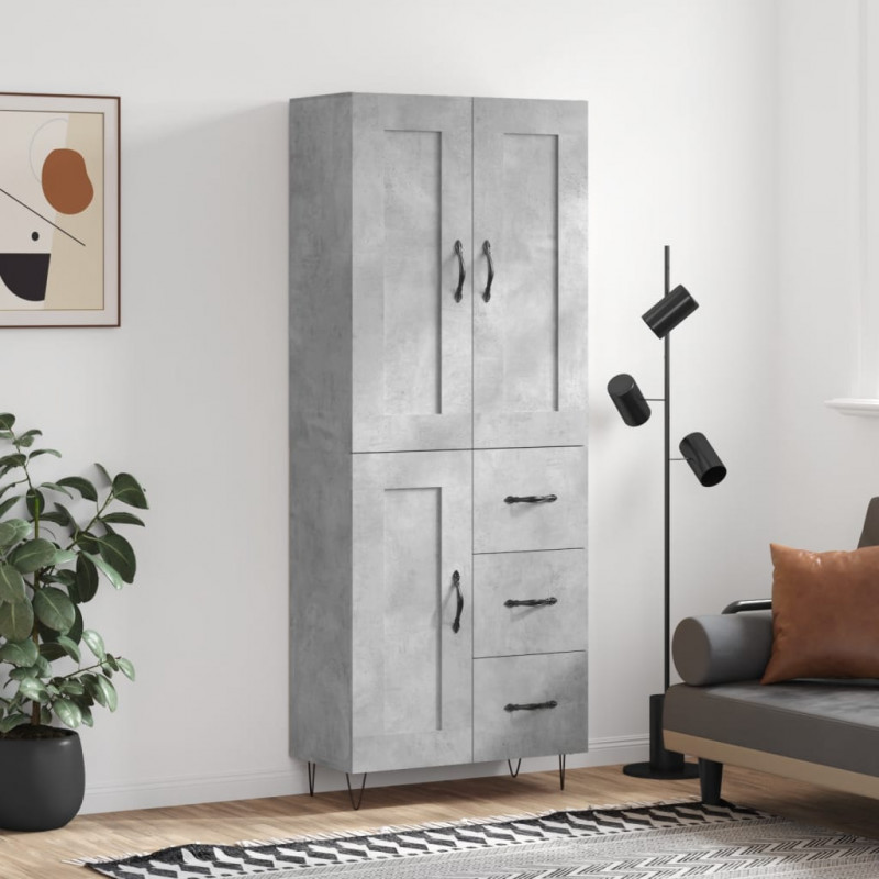Witrynka, szarość betonu 69,5x34x180 cm materiał drewnopochodny