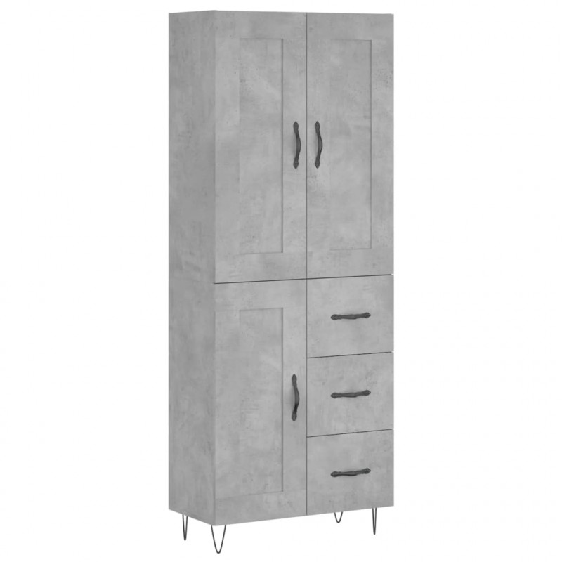 Witrynka, szarość betonu 69,5x34x180 cm materiał drewnopochodny