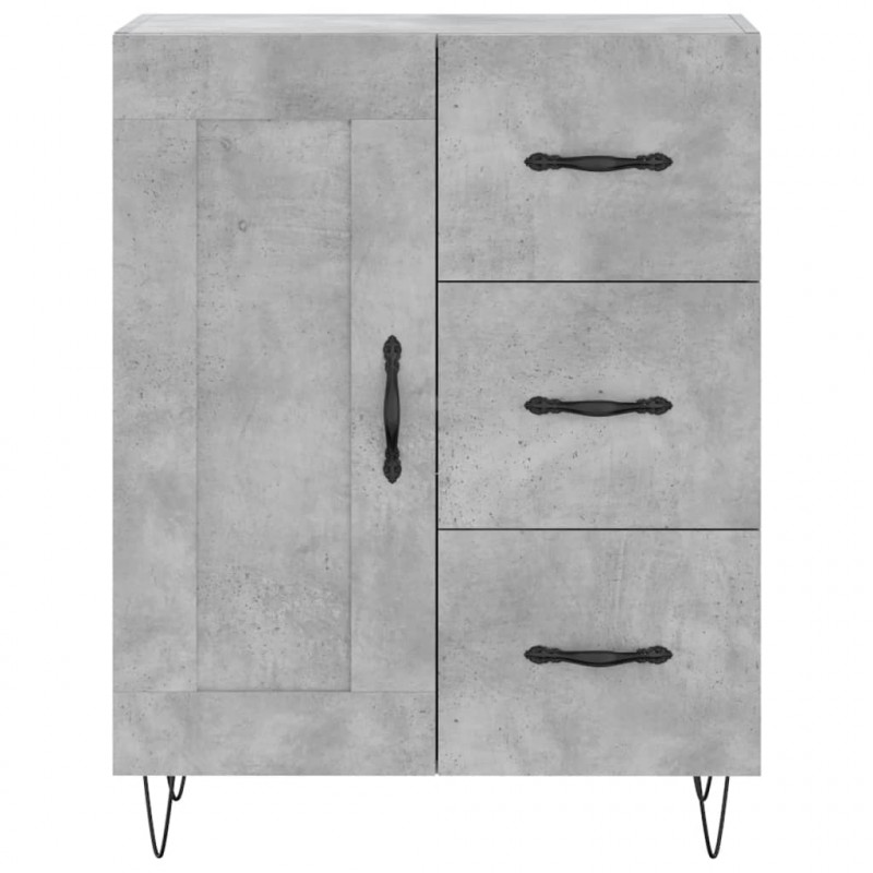 Witrynka, szarość betonu 69,5x34x180 cm materiał drewnopochodny