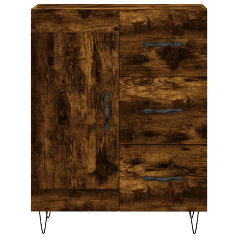 Witrynka przydymiony dąb 69,5x34x180 cm materiał drewnopochodny