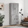 Witrynka szary dąb sonoma 69,5x34x180cm materiał drewnopochodny