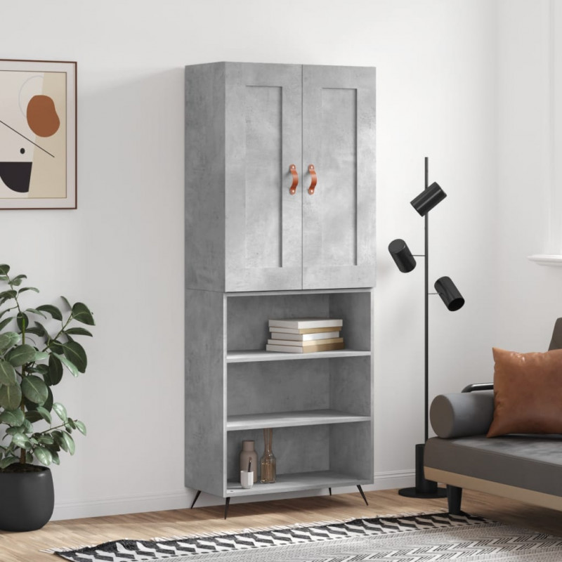 Witrynka, szarość betonu 69,5x34x180 cm materiał drewnopochodny