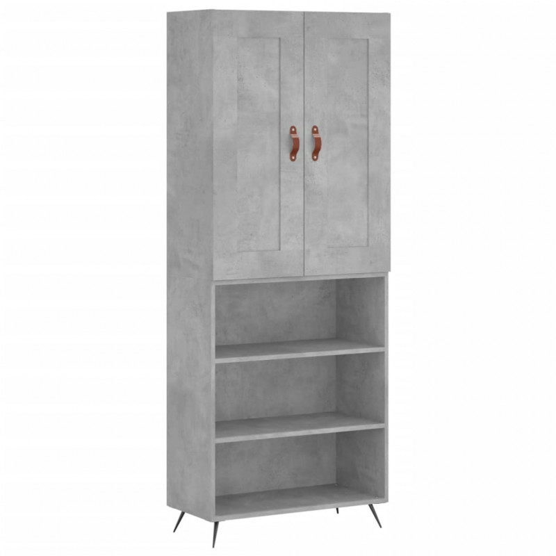 Witrynka, szarość betonu 69,5x34x180 cm materiał drewnopochodny