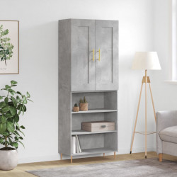 Witrynka, szarość betonu 69,5x34x180 cm materiał drewnopochodny