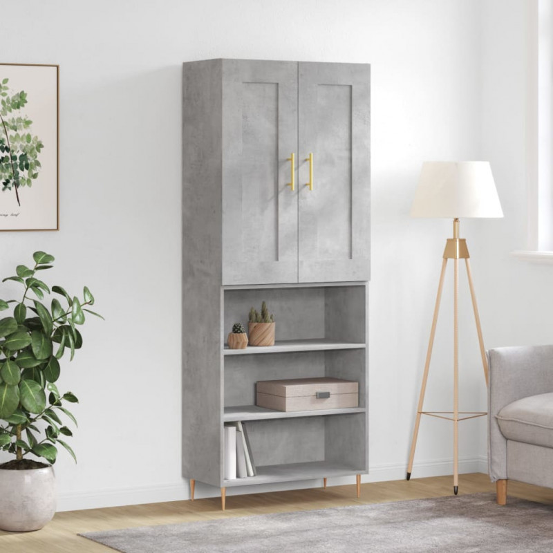 Witrynka, szarość betonu 69,5x34x180 cm materiał drewnopochodny