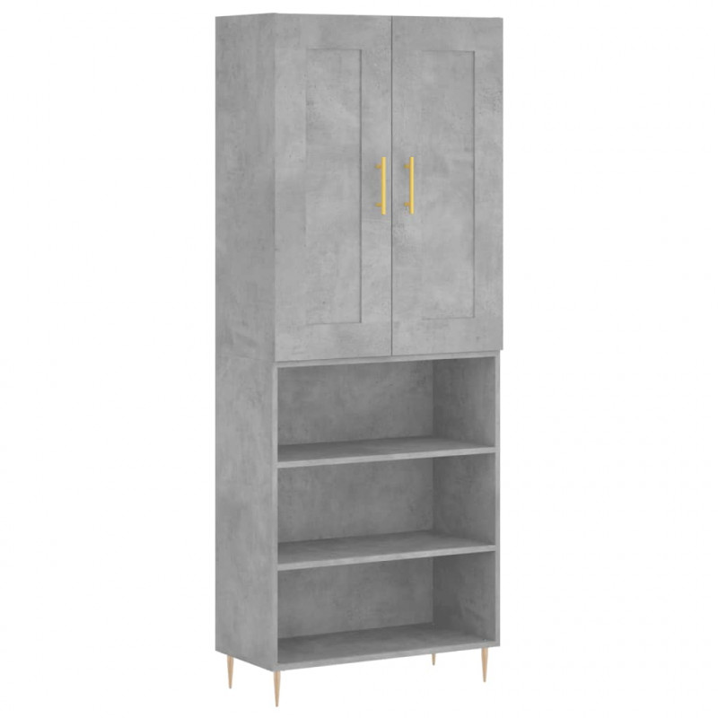 Witrynka, szarość betonu 69,5x34x180 cm materiał drewnopochodny