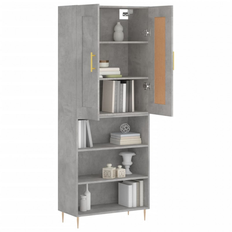 Witrynka, szarość betonu 69,5x34x180 cm materiał drewnopochodny
